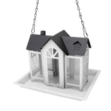 Bird Feeder House for Outside Mesh Wild Bird Feeder Large Capacity Weatherproof Bird Feeding Station Hanging for Garden Yard Squirrel Proof White