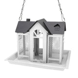 Bird Feeder House for Outside Mesh Wild Bird Feeder Large Capacity Weatherproof Bird Feeding Station Hanging for Garden Yard Squirrel Proof White