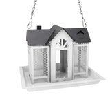 Bird Feeder House for Outside Mesh Wild Bird Feeder Large Capacity Weatherproof Bird Feeding Station Hanging for Garden Yard Squirrel Proof White