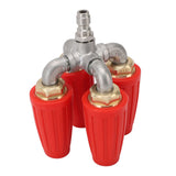 4 in 1 Turbo Nozzle Pressure Washer Quadruple Turbo Nozzle Tip Rotating Turbo Nozzle with 1/4in Quick Connector 4000 PSI Brass Stainless Steel Red