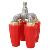 4 in 1 Turbo Nozzle Pressure Washer Quadruple Turbo Nozzle Tip Rotating Turbo Nozzle with 1/4in Quick Connector 4000 PSI Brass Stainless Steel Red