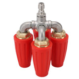4 in 1 Turbo Nozzle Pressure Washer Quadruple Turbo Nozzle Tip Rotating Turbo Nozzle with 1/4in Quick Connector 4000 PSI Brass Stainless Steel Red