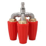 4 in 1 Turbo Nozzle Pressure Washer Quadruple Turbo Nozzle Tip Rotating Turbo Nozzle with 1/4in Quick Connector 4000 PSI Brass Stainless Steel Red
