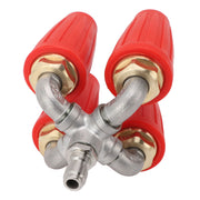 4 in 1 Turbo Nozzle Pressure Washer Quadruple Turbo Nozzle Tip Rotating Turbo Nozzle with 1/4in Quick Connector 4000 PSI Brass Stainless Steel Red