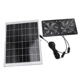 Solar Dual Fan Kit 30W IP65 Waterproofing Tempered Glass Laminate 17mm Aluminum Alloy Frame Ventilation Solar Fan for Outdoor Pet House Shed