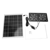 Solar Dual Fan Kit 30W IP65 Waterproofing Tempered Glass Laminate 17mm Aluminum Alloy Frame Ventilation Solar Fan for Outdoor Pet House Shed