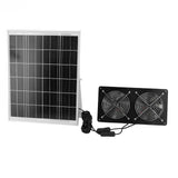 Solar Dual Fan Kit 30W IP65 Waterproofing Tempered Glass Laminate 17mm Aluminum Alloy Frame Ventilation Solar Fan for Outdoor Pet House Shed