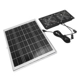Solar Dual Fan Kit 30W IP65 Waterproofing Tempered Glass Laminate 17mm Aluminum Alloy Frame Ventilation Solar Fan for Outdoor Pet House Shed