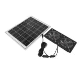 Solar Dual Fan Kit 30W IP65 Waterproofing Tempered Glass Laminate 17mm Aluminum Alloy Frame Ventilation Solar Fan for Outdoor Pet House Shed
