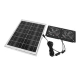 Solar Dual Fan Kit 30W IP65 Waterproofing Tempered Glass Laminate 17mm Aluminum Alloy Frame Ventilation Solar Fan for Outdoor Pet House Shed