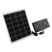 Solar Dual Fan Kit 30W IP65 Waterproofing Tempered Glass Laminate 17mm Aluminum Alloy Frame Ventilation Solar Fan for Outdoor Pet House Shed