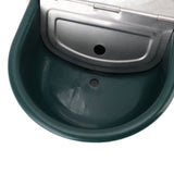 Livestock Water Bowl Trough Drinking Dispenser Farm Feeder Plastic with Iron Lid Float Ball Green for Cattle Sheep Horse