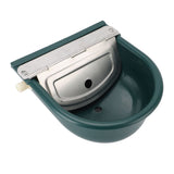 Livestock Water Bowl Trough Drinking Dispenser Farm Feeder Plastic with Iron Lid Float Ball Green for Cattle Sheep Horse