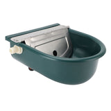 Livestock Water Bowl Trough Drinking Dispenser Farm Feeder Plastic with Iron Lid Float Ball Green for Cattle Sheep Horse