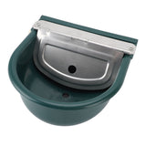 Livestock Water Bowl Trough Drinking Dispenser Farm Feeder Plastic with Iron Lid Float Ball Green for Cattle Sheep Horse