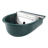 Livestock Water Bowl Trough Drinking Dispenser Farm Feeder Plastic with Iron Lid Float Ball Green for Cattle Sheep Horse