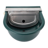 Livestock Water Bowl Trough Drinking Dispenser Farm Feeder Plastic with Iron Lid Float Ball Green for Cattle Sheep Horse