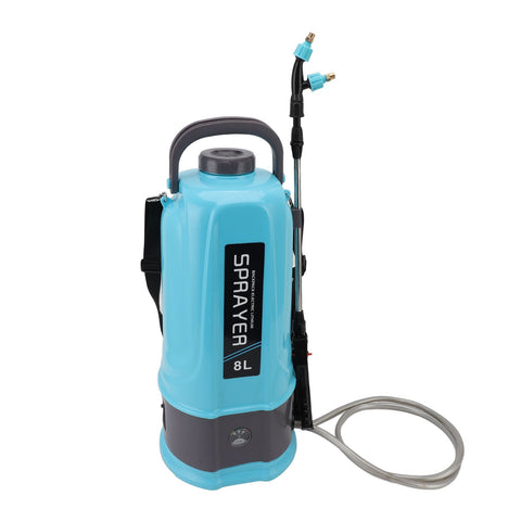 Battery Powered Backpack Sprayer Adjustable Pressure Agricultural Electric Sprayer with 5 Nozzles for Weeding Spraying Cleaning EU Plug 8L In Australia - Darrahopens