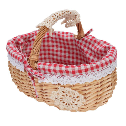Wicker Picnic Basket with Removable Liner Hand Woven Empty Picnic Hamper Basket with Handle for Easter Camping Wedding Gathering Red Plaid In Australia - Darrahopens