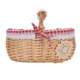 Wicker Picnic Basket with Removable Liner Hand Woven Empty Picnic Hamper Basket with Handle for Easter Camping Wedding Gathering Red Plaid