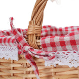Wicker Picnic Basket with Removable Liner Hand Woven Empty Picnic Hamper Basket with Handle for Easter Camping Wedding Gathering Red Plaid