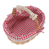Wicker Picnic Basket with Removable Liner Hand Woven Empty Picnic Hamper Basket with Handle for Easter Camping Wedding Gathering Red Plaid