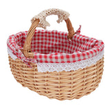 Wicker Picnic Basket with Removable Liner Hand Woven Empty Picnic Hamper Basket with Handle for Easter Camping Wedding Gathering Red Plaid