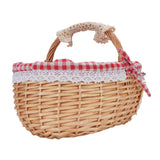 Wicker Picnic Basket with Removable Liner Hand Woven Empty Picnic Hamper Basket with Handle for Easter Camping Wedding Gathering Red Plaid
