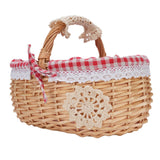 Wicker Picnic Basket with Removable Liner Hand Woven Empty Picnic Hamper Basket with Handle for Easter Camping Wedding Gathering Red Plaid