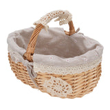 Wicker Picnic Basket with Removable Liner Hand Woven Empty Picnic Hamper Basket with Handle for Easter Camping Wedding Gathering Daisy