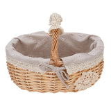 Wicker Picnic Basket with Removable Liner Hand Woven Empty Picnic Hamper Basket with Handle for Easter Camping Wedding Gathering Daisy