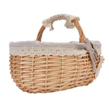 Wicker Picnic Basket with Removable Liner Hand Woven Empty Picnic Hamper Basket with Handle for Easter Camping Wedding Gathering Daisy