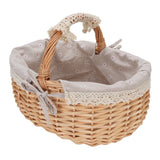 Wicker Picnic Basket with Removable Liner Hand Woven Empty Picnic Hamper Basket with Handle for Easter Camping Wedding Gathering Daisy
