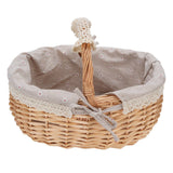Wicker Picnic Basket with Removable Liner Hand Woven Empty Picnic Hamper Basket with Handle for Easter Camping Wedding Gathering Daisy