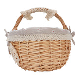 Wicker Picnic Basket with Removable Liner Hand Woven Empty Picnic Hamper Basket with Handle for Easter Camping Wedding Gathering Daisy