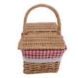 Wicker Picnic Basket with Lid Handle Removable Liner Multifunction Garden Harvest Basket for Flowers Fruits Vegetables Red Checked In Australia - Darrahopens