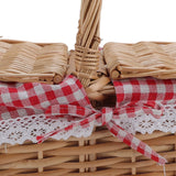 Wicker Picnic Basket with Lid Handle Removable Liner Multifunction Garden Harvest Basket for Flowers Fruits Vegetables Red Checked In Australia - Darrahopens