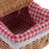 Wicker Picnic Basket with Lid Handle Removable Liner Multifunction Garden Harvest Basket for Flowers Fruits Vegetables Red Checked