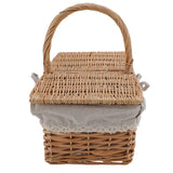 Wicker Picnic Basket with Lid Handle Removable Liner Multifunction Garden Harvest Basket for Flowers Fruits Vegetables daisy