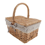 Wicker Picnic Basket with Lid Handle Removable Liner Multifunction Garden Harvest Basket for Flowers Fruits Vegetables daisy