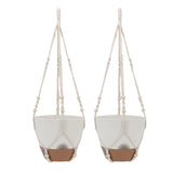 2 Pack 10 Inch Self Watering Hanging Planter Plastic Wood Hanging Flower Pot Basket with Drainage Holes for Indoor Outdoor Garden Home