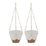 2 Pack 10 Inch Self Watering Hanging Planter Plastic Wood Hanging Flower Pot Basket with Drainage Holes for Indoor Outdoor Garden Home