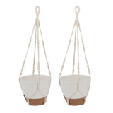 2 Pack 10 Inch Self Watering Hanging Planter Plastic Wood Hanging Flower Pot Basket with Drainage Holes for Indoor Outdoor Garden Home