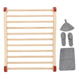Sauna Backrest Wood Anti Slip S Shape Sauna Back Support with Pad Hat Slippers for Sauna Equipment