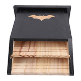 Wooden Bat House for Outdoors Double Chamber Bat Box Shelter Easy to Hang Hold Up to 75 Bats Black