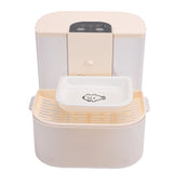 Smart Water Dispenser for Cats 4.5L Capacity No Filter Needed Pet Water Fountain Separate Clean Dirty Water Ceramic Bowl Temperature Control Remote Quiet Cream White