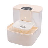 Smart Water Dispenser for Cats 4.5L Capacity No Filter Needed Pet Water Fountain Separate Clean Dirty Water Ceramic Bowl Temperature Control Remote Quiet Cream White