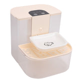 Smart Water Dispenser for Cats 4.5L Capacity No Filter Needed Pet Water Fountain Separate Clean Dirty Water Ceramic Bowl Temperature Control Remote Quiet Cream White