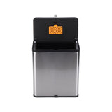 8L Stainless Steel Trash Can Square Design Wall-Mounted Kitchen Garbage Bin with Slide Lid for Home Office Bathroom