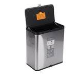 8L Stainless Steel Trash Can Square Design Wall-Mounted Kitchen Garbage Bin with Slide Lid for Home Office Bathroom